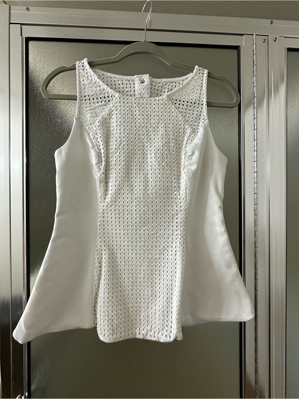 Guess White Crochet-Front Sleeveless Tank